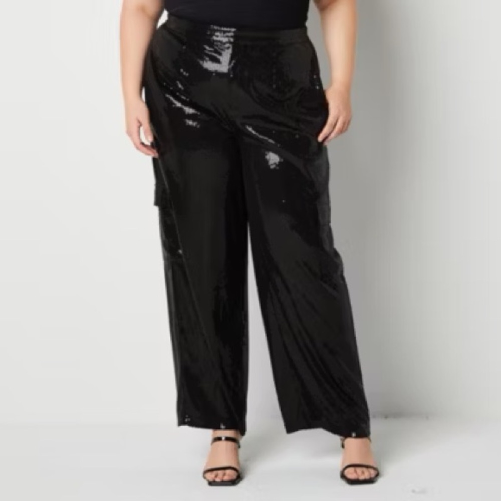 Women’s Plus Size Worthington Jason Bolden Black Sequins Pants Size 16 W